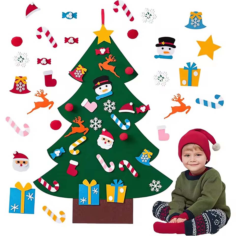 Home Xmas Decor Ideas - Kids DIY Felt Xmas Tree Set