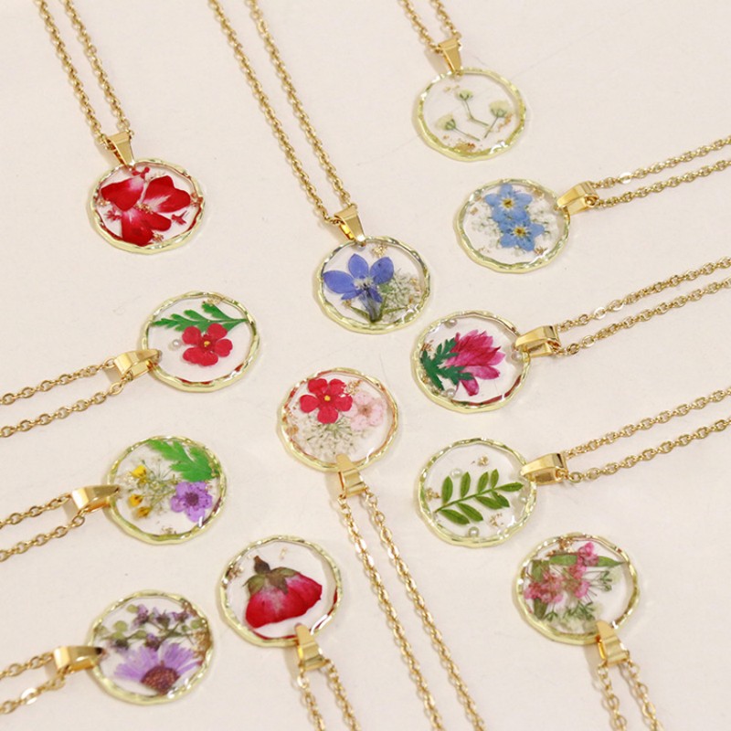 Dried Flower Bouquet - Pressed Flower Charm Necklace Handmaking Epoxy