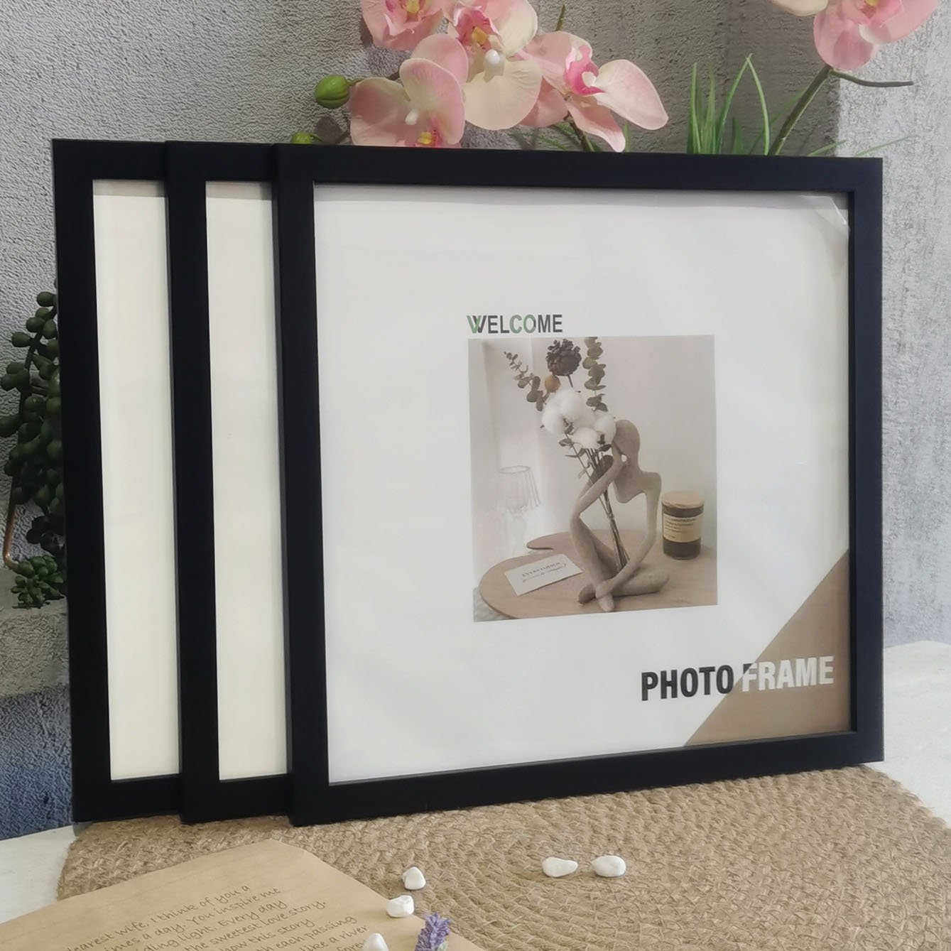 Bamboo Photo Frame - 3Pcs Wood Square Photo Frames For