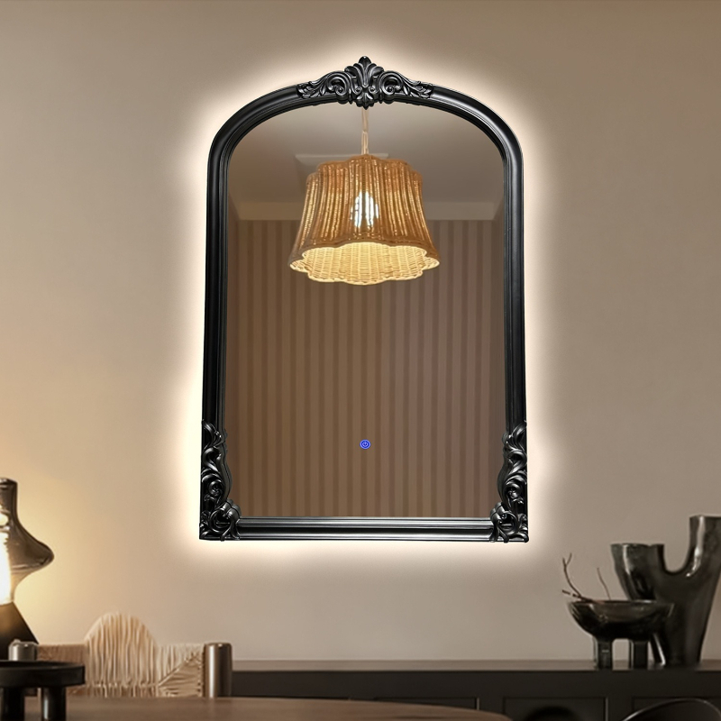Bamboo Photo Frame - European retro hollow carved bathroom mirror