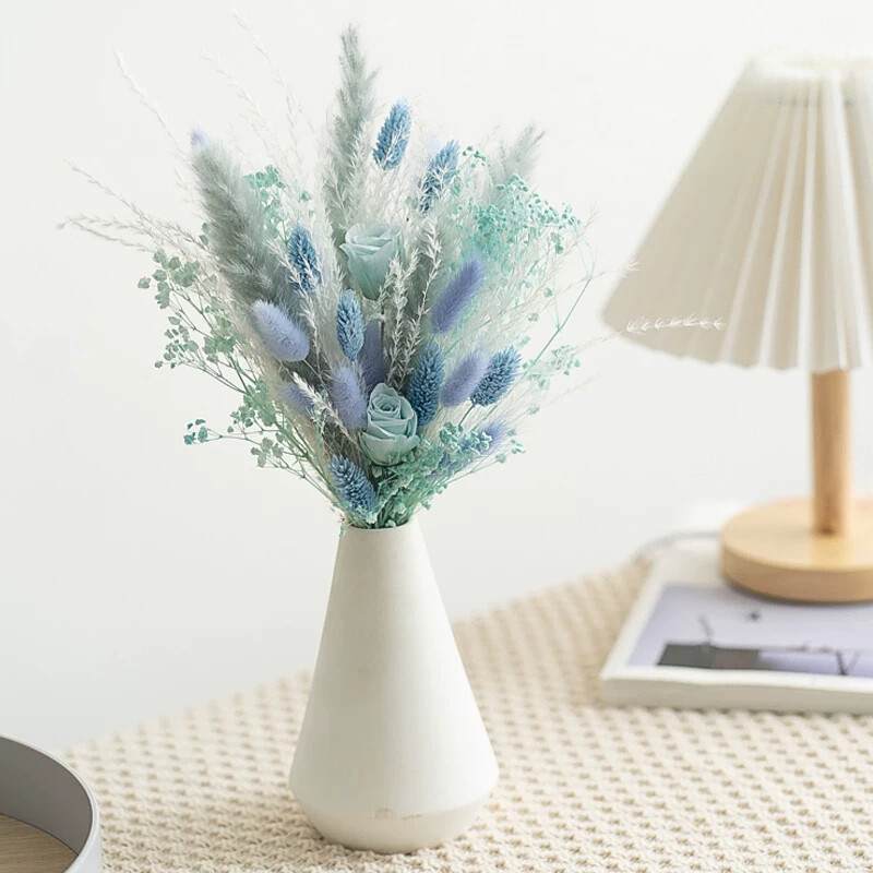 Dried Flower Bouquet - Preserved Rose Rabbit Tail Reed Dried