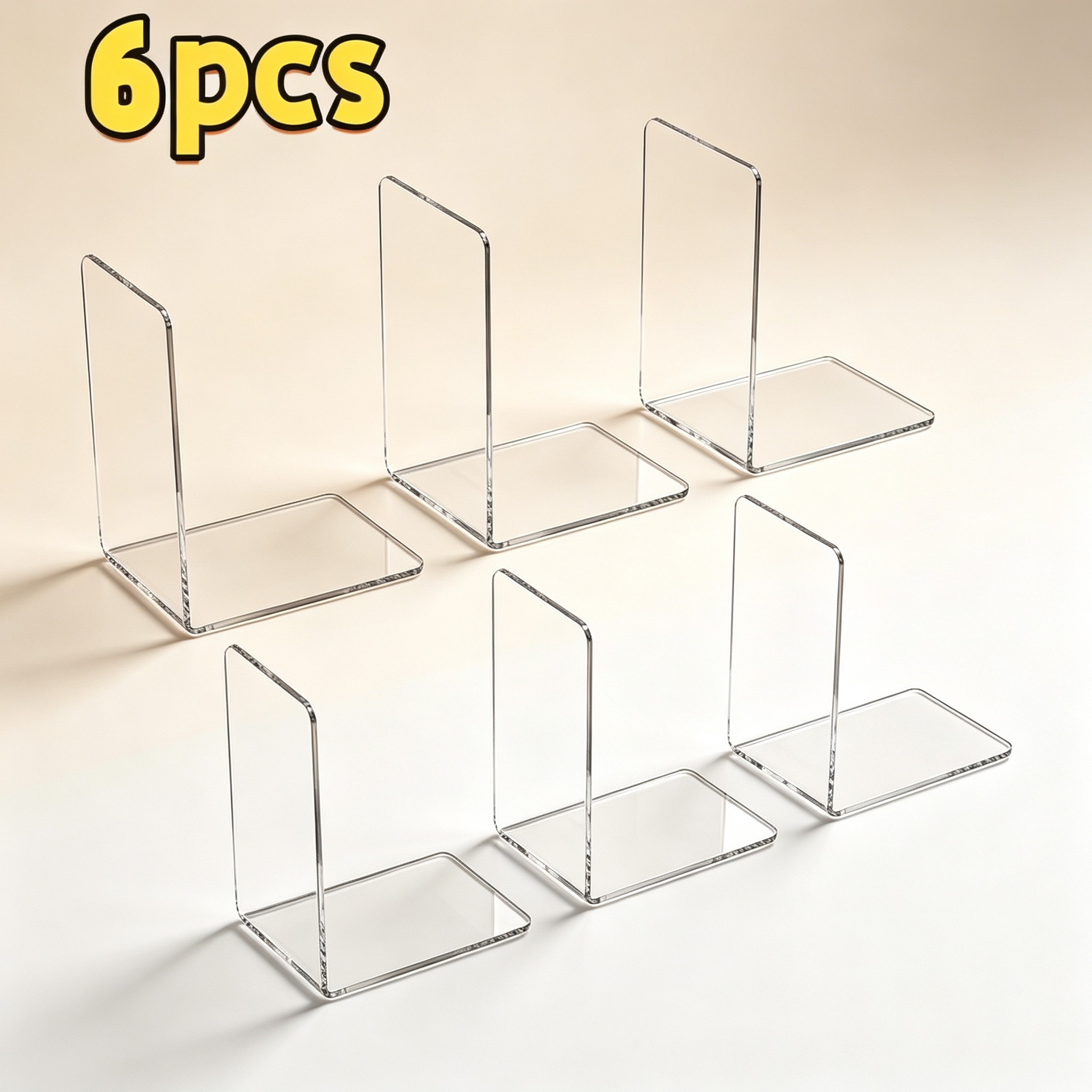 Aesthetic Bookend - 6 Pcs Transparent Acrylic Book Display