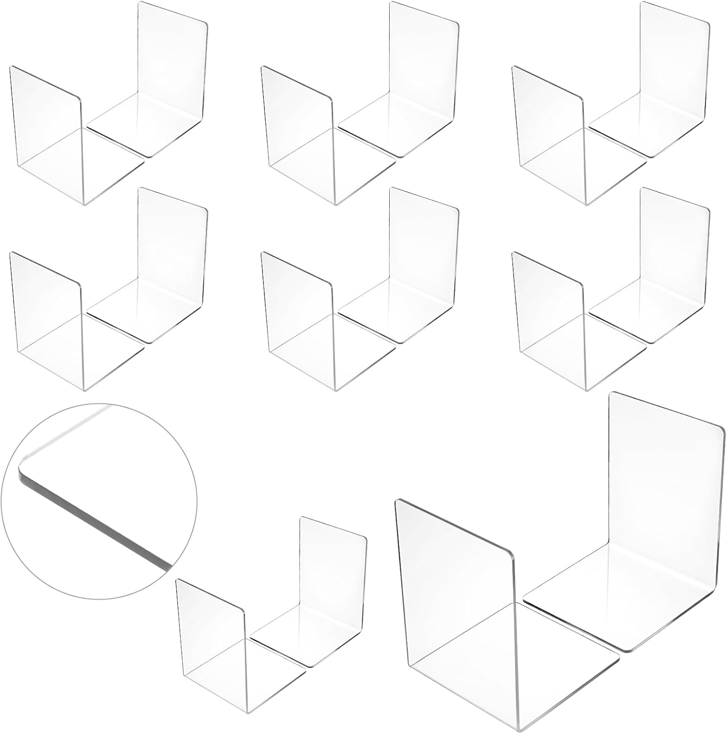 Aesthetic Bookend - 2-8pcs Transparent Acrylic Bookends L-Shaped Desktop