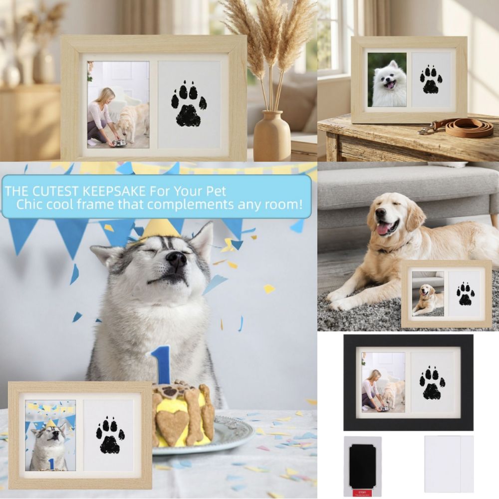 Wooden Pet Paw Print Kit Inkle - Bamboo Photo Frame ulasan dan harga