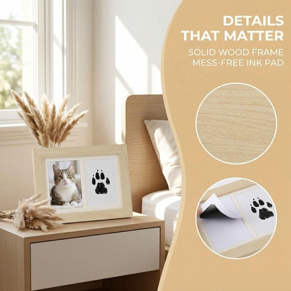 Wooden Pet Paw Print Kit Inkle - Bamboo Photo Frame ulasan dan harga