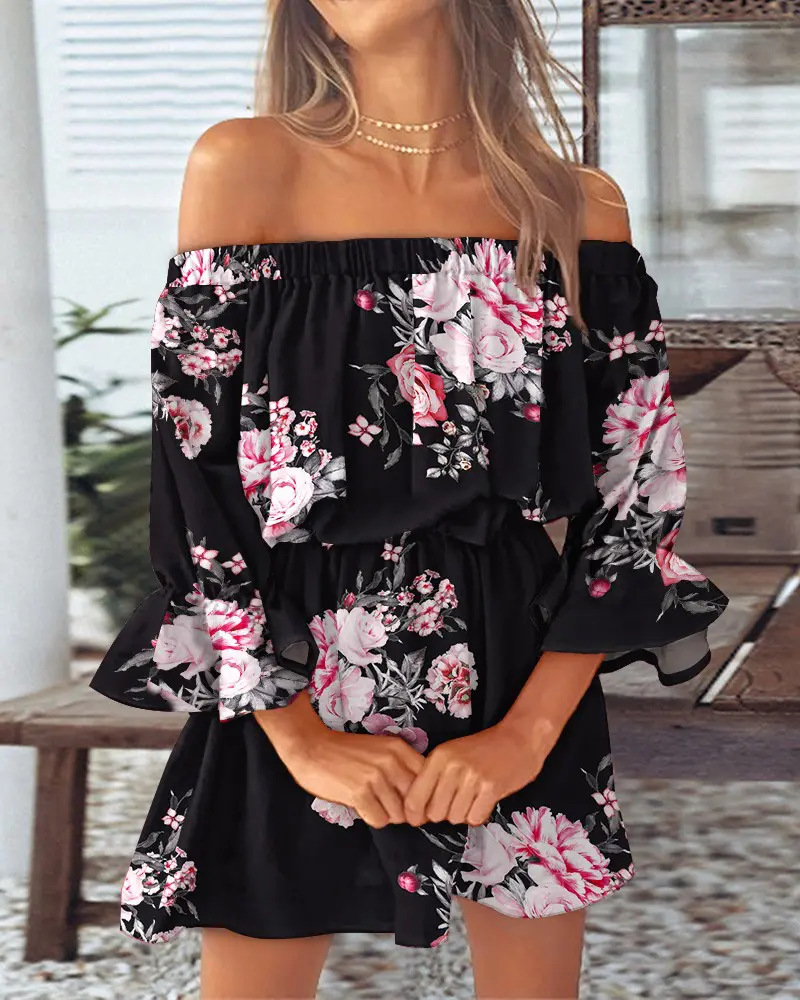 Women's Off-Shoulder Floral &  - Boho Wind Chimes ulasan dan harga