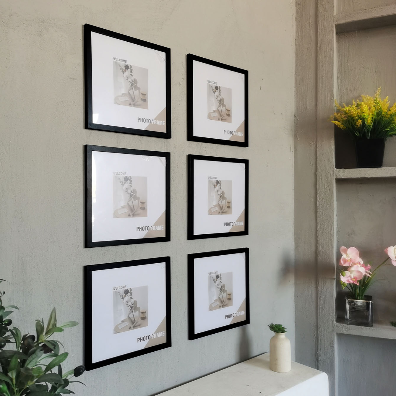3Pcs Wood Square Photo Frames  - Bamboo Photo Frame ulasan dan harga