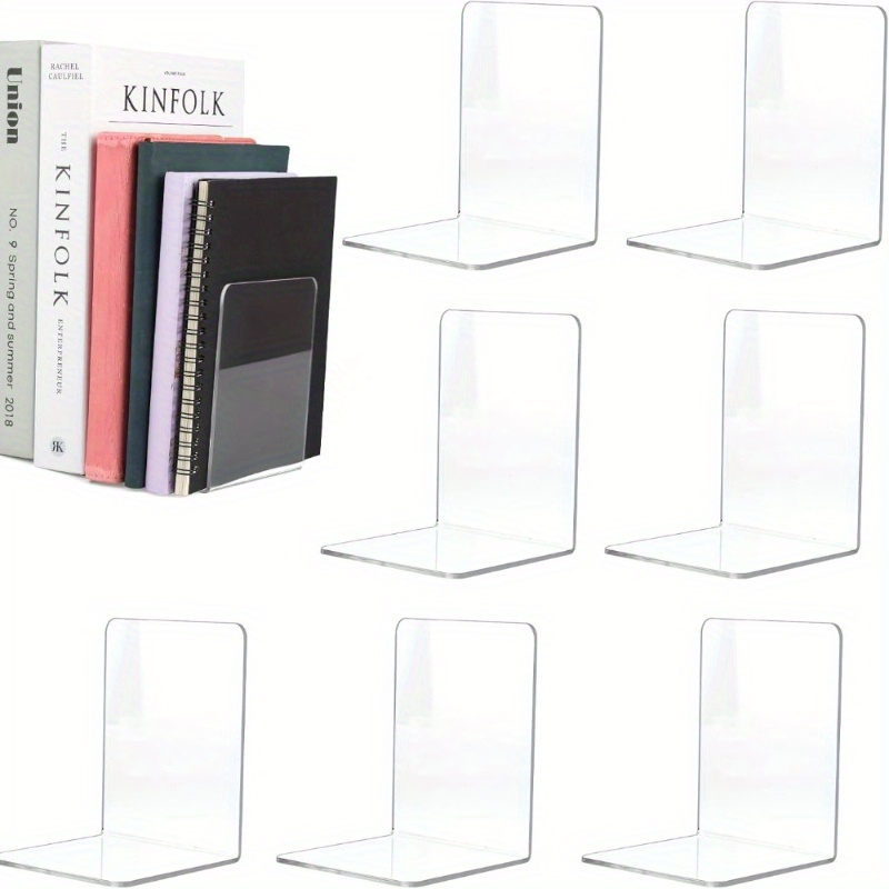 4/8pcs Set Clear Acrylic Booke - Aesthetic Bookend ulasan dan harga