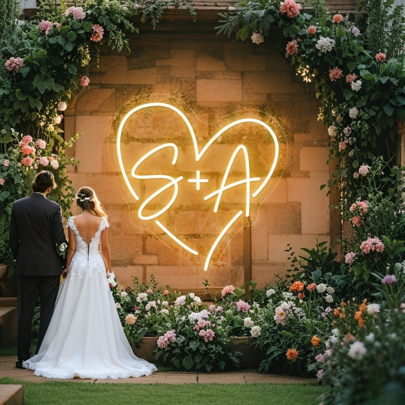 Custom Initials Heart LED Neon - Home Decor Inspo ulasan dan harga