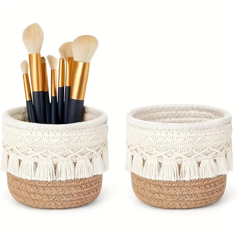 Boho Tassel Woven Storage Bask - Vanity Home Decor ulasan dan harga
