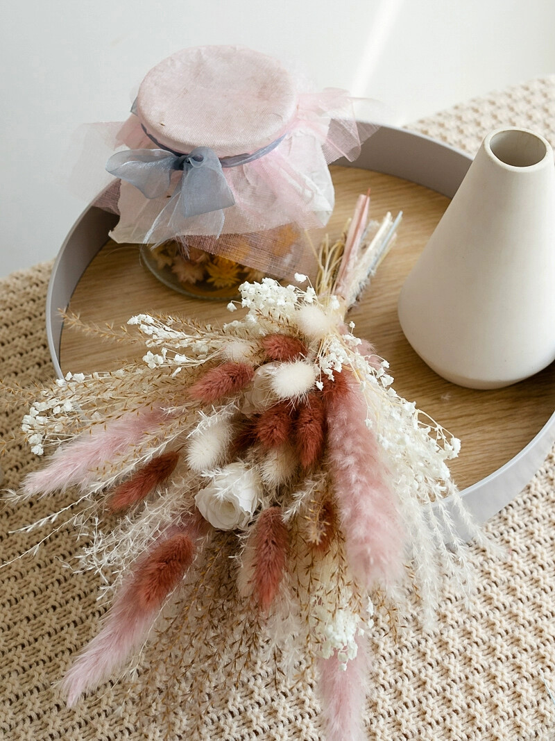 Preserved Rose Rabbit Tail Ree - Dried Flower Bouquet ulasan dan harga