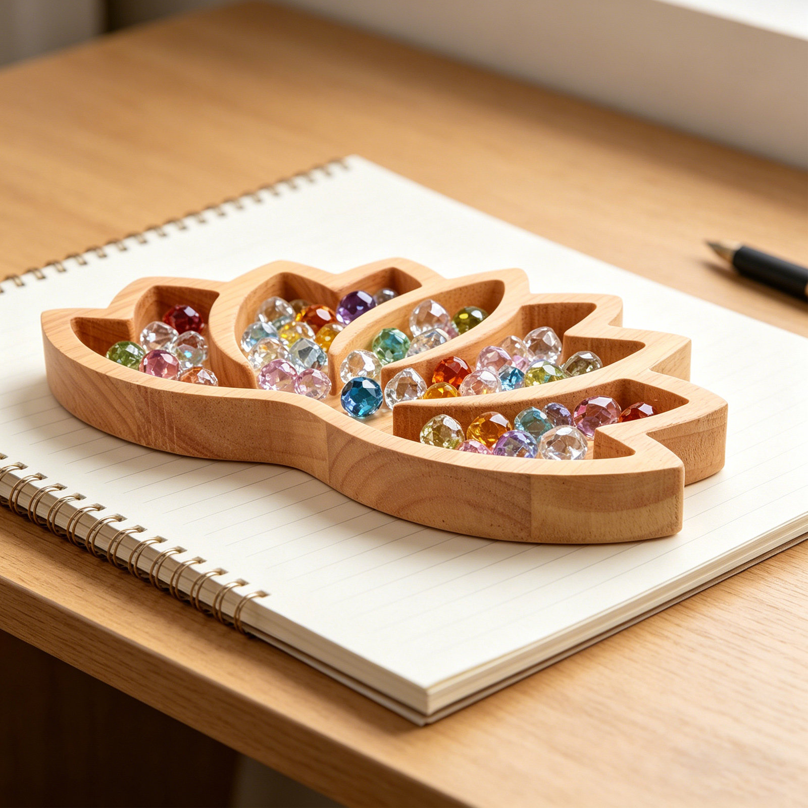 2Pcs Wooden Lotus Crystal Disp - Home Decor Organizer ulasan dan harga