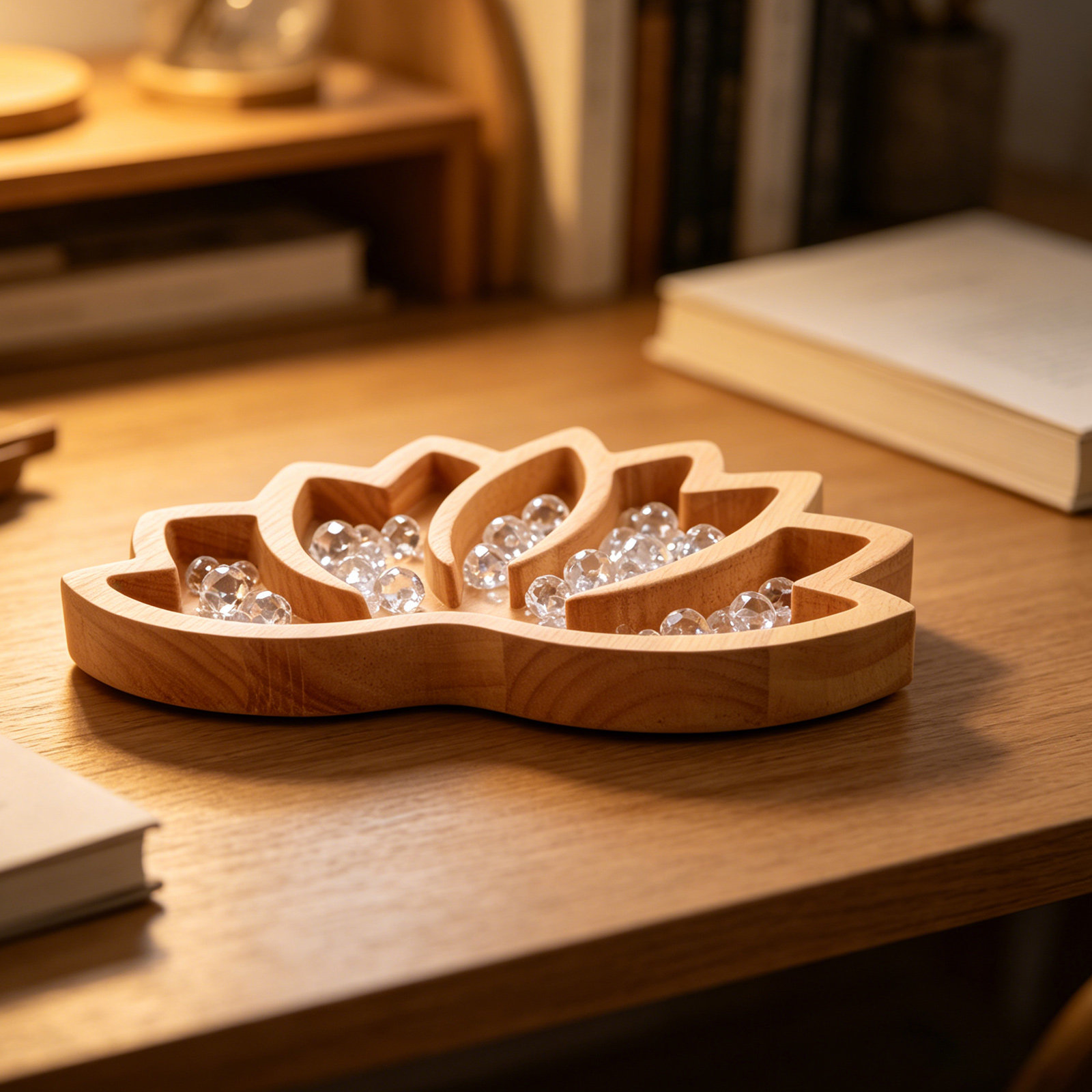 2Pcs Wooden Lotus Crystal Disp - Home Decor Organizer ulasan dan harga
