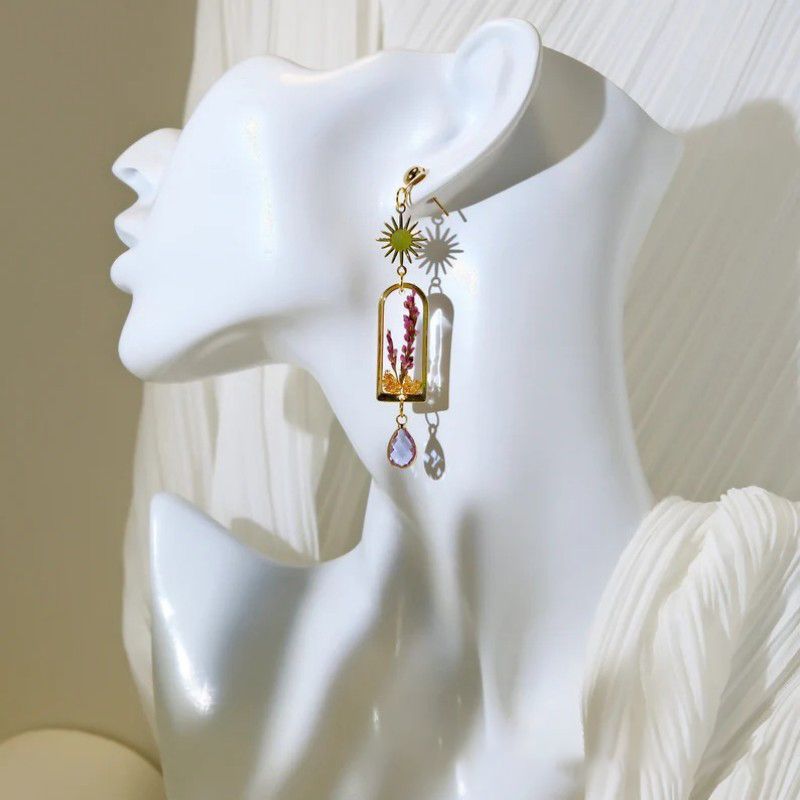 Unique Purple Lavender Earring - Dried Flower Bouquet ulasan dan harga