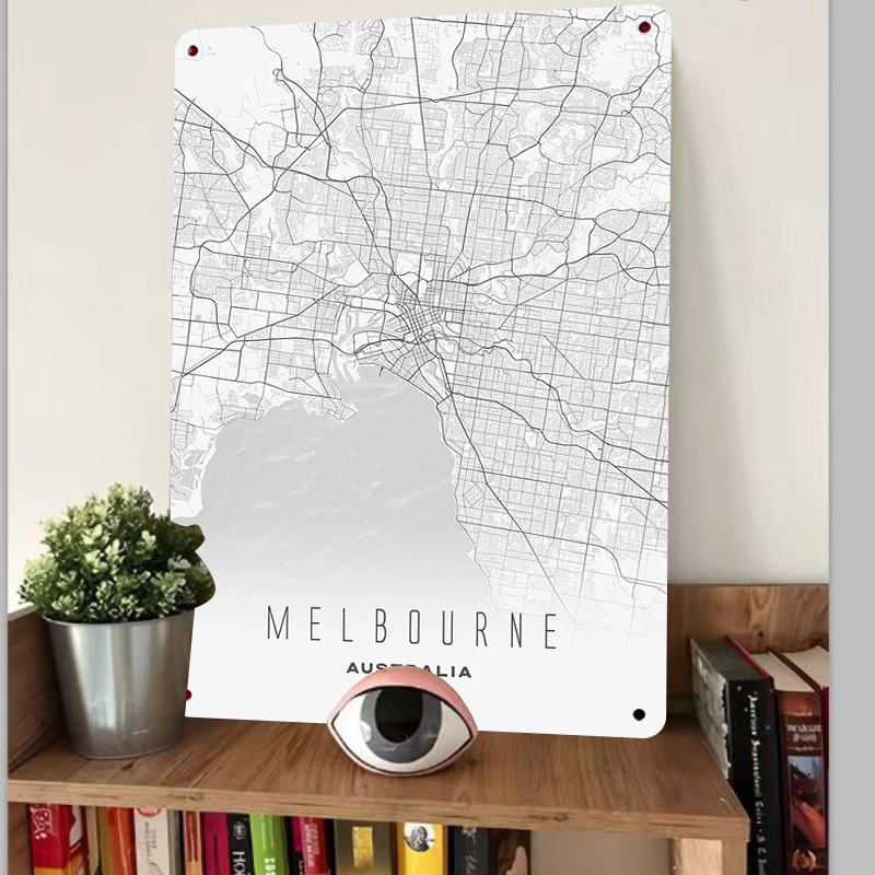 Melbourne City Map Metal Wall  - Home Decor Melbourne ulasan dan harga