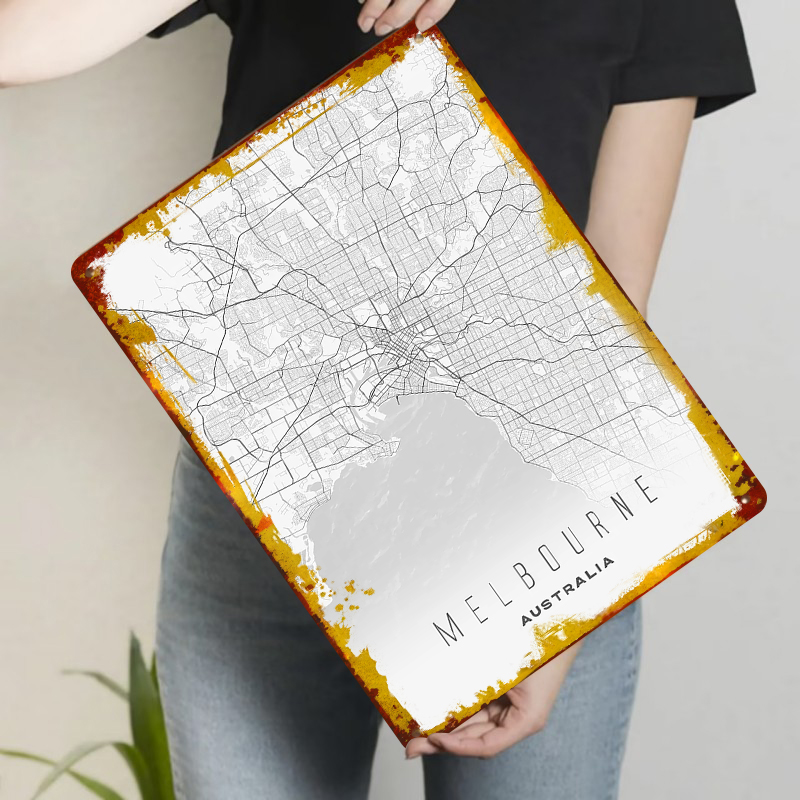 Melbourne City Map Metal Wall  - Home Decor Melbourne ulasan dan harga