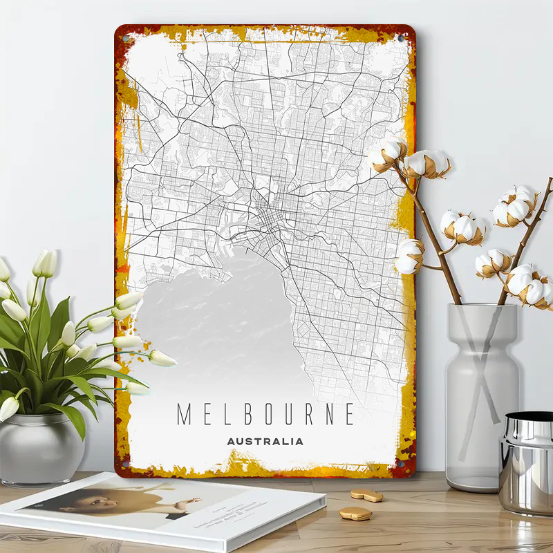 Melbourne City Map Metal Wall  - Home Decor Melbourne ulasan dan harga