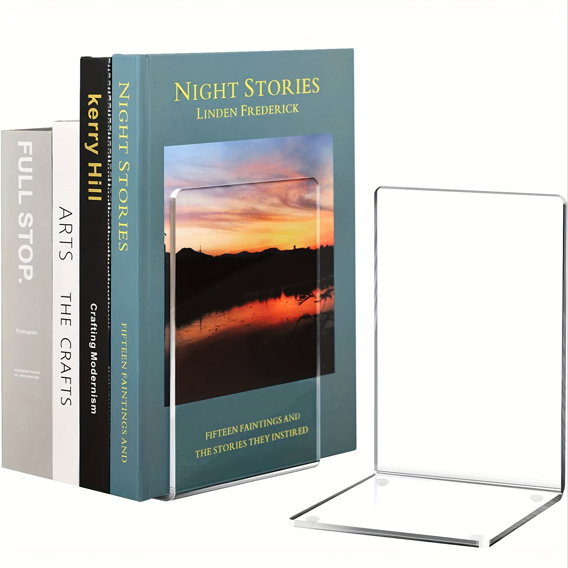 2-8pcs Transparent Acrylic Boo - Aesthetic Bookend ulasan dan harga