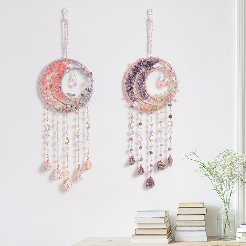 Crystal Purple Amethyst Quartz - Boho Wind Chimes ulasan dan harga