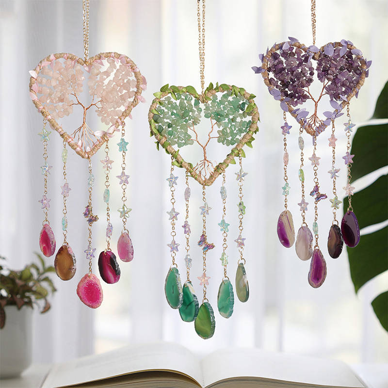 Crystal Purple Amethyst Quartz - Boho Wind Chimes ulasan dan harga
