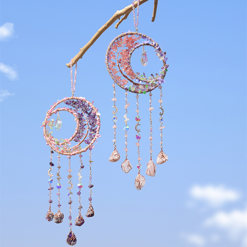 Crystal Purple Amethyst Quartz - Boho Wind Chimes ulasan dan harga