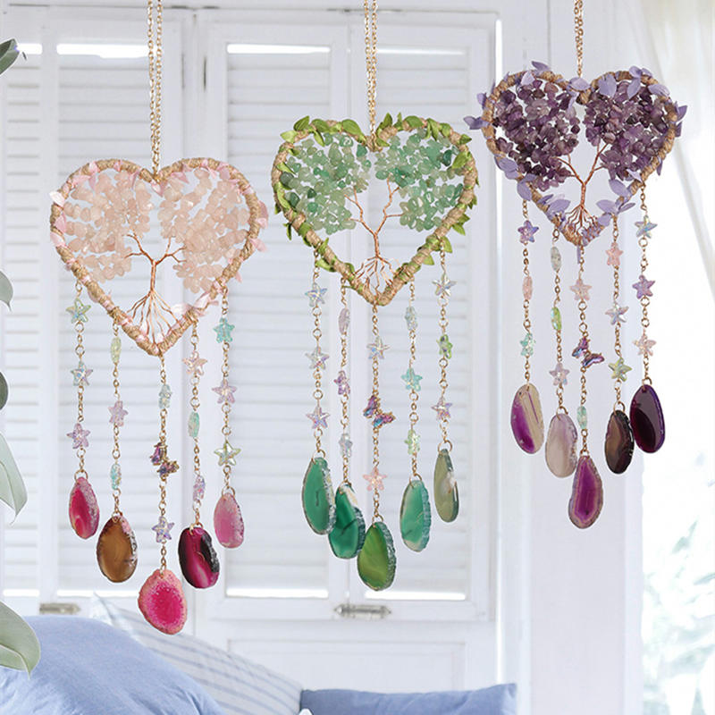 Crystal Purple Amethyst Quartz - Boho Wind Chimes ulasan dan harga