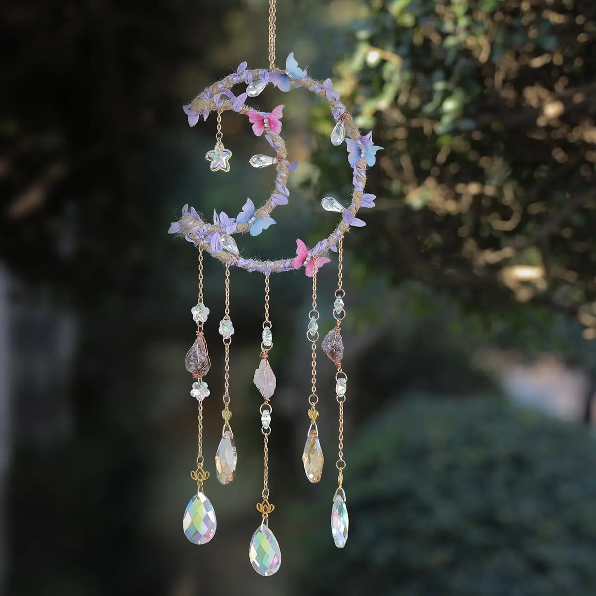 Sun Catcher Crystals Wind Chim - Boho Wind Chimes ulasan dan harga